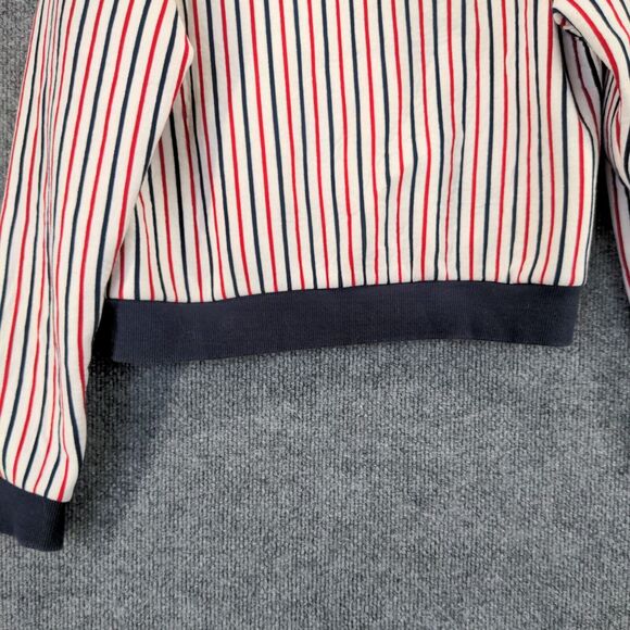 Orenda Women's Pullover Crop Sweater White Red Striped Small Crew Neck - Picture 7 of 13